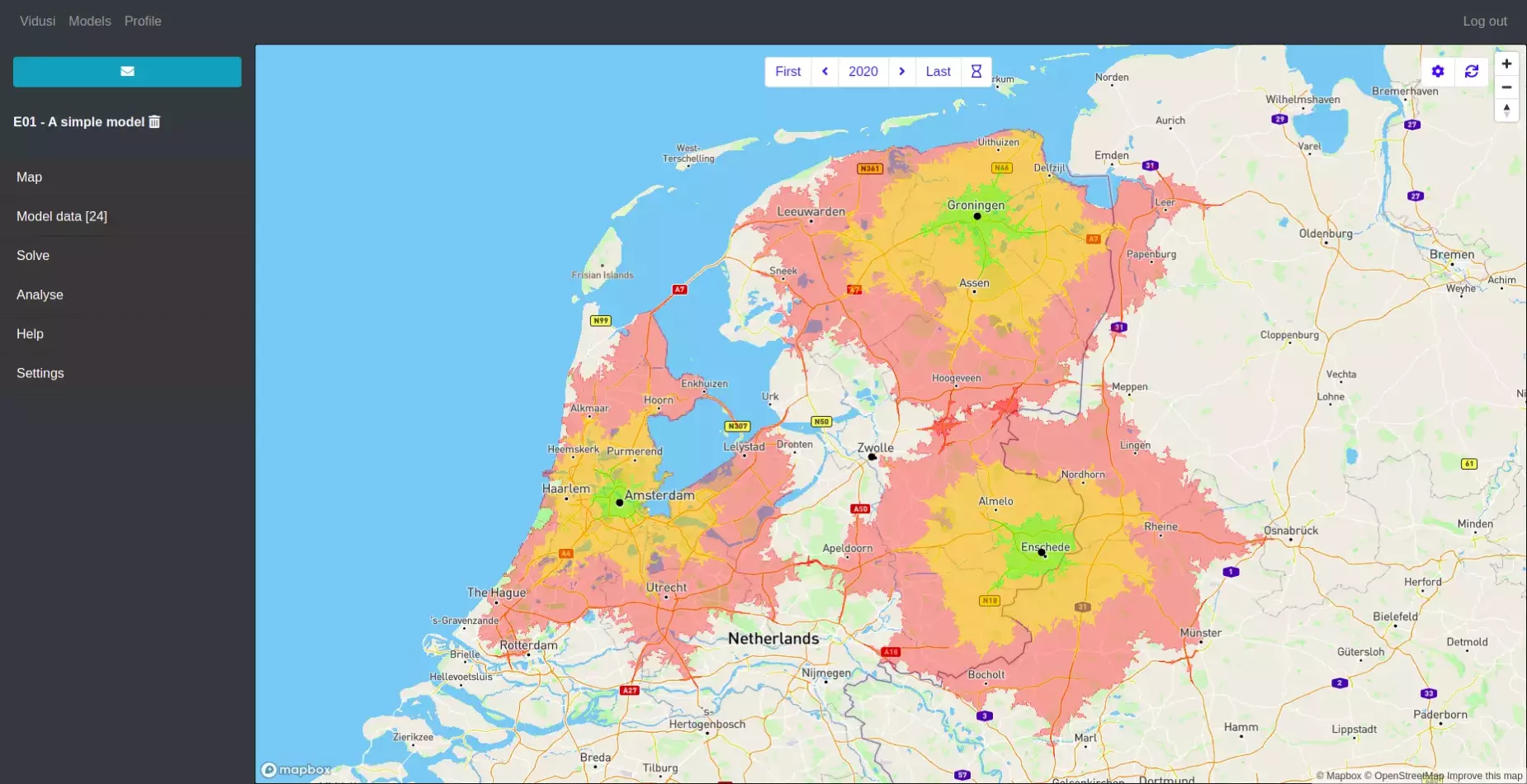 Add isochrone calculations to review service level around a location.